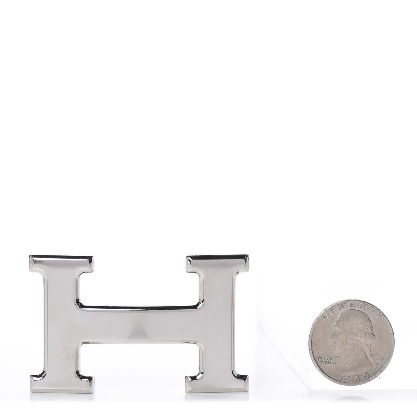 Polished Palladium 32mm H Belt Buckle Silver