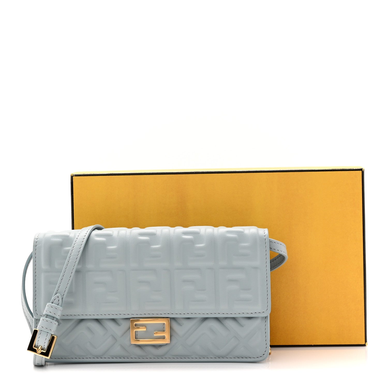 Fendi Nappa Matisse FF Embossed Wallet On Chain Baguette Anice