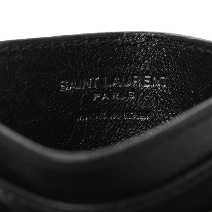 Saint Laurent Grain De Poudre Matelasse Chevron Monochrome Monogram Credit Card Case Black 6 of 8