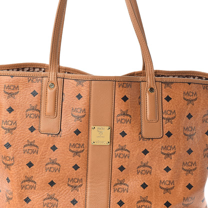 MCM Visetos Medium Liz Reversible Shopper Tote Cognac 14 of 18