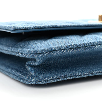 Chanel Denim Quilted CC Pearl Crush Wallet on Chain WOC Blue 10 of 12
