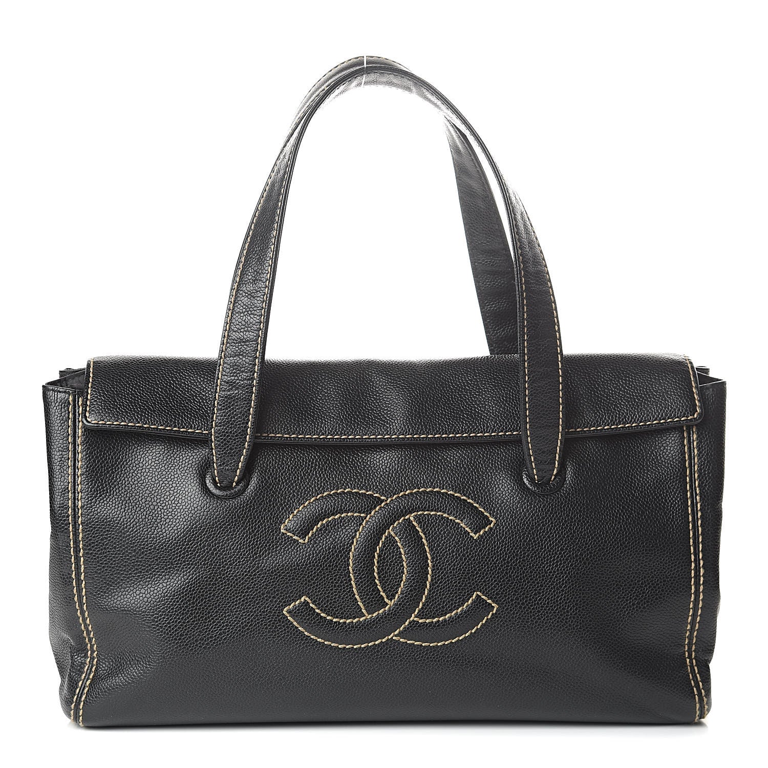 Chanel Caviar CC Stitched Flap Shoulder Bag Black 1 of 11