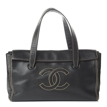 Chanel Caviar CC Stitched Flap Shoulder Bag Black 1 of 11