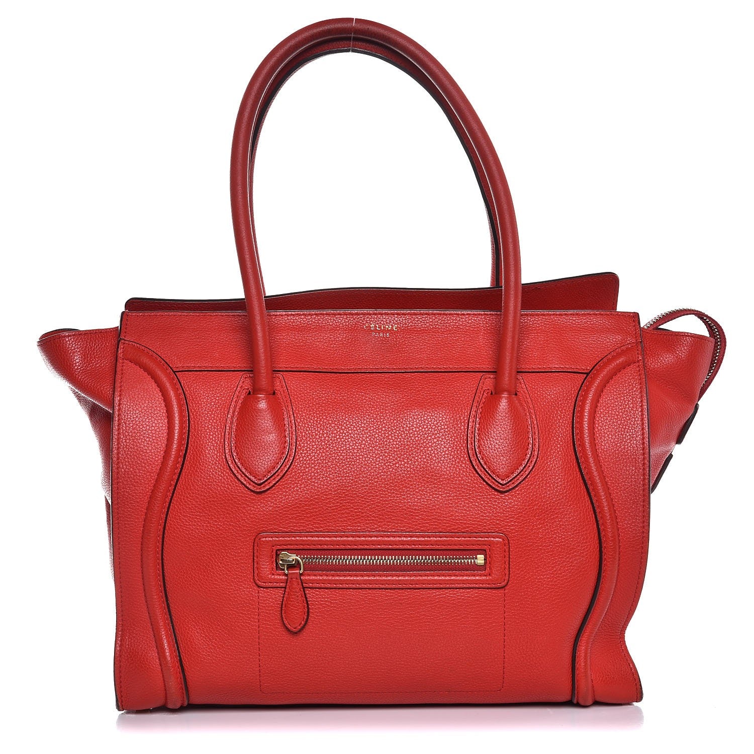Celine Drummed Calfskin Shoulder Luggage Red 1 of 20