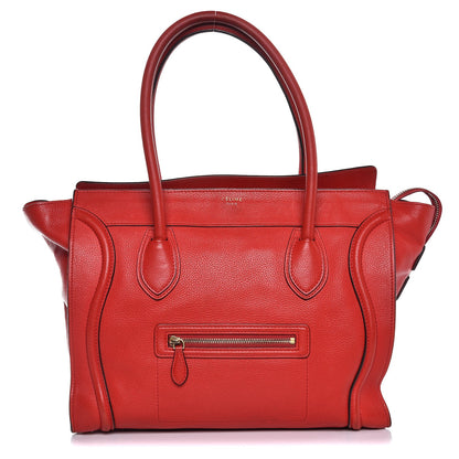 Celine Drummed Calfskin Shoulder Luggage Red 1 of 20