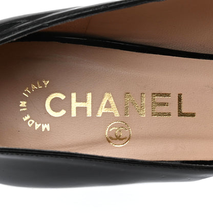 Chanel Patent Calfskin CC Open Toe Pumps 37.5 Black 7 of 9