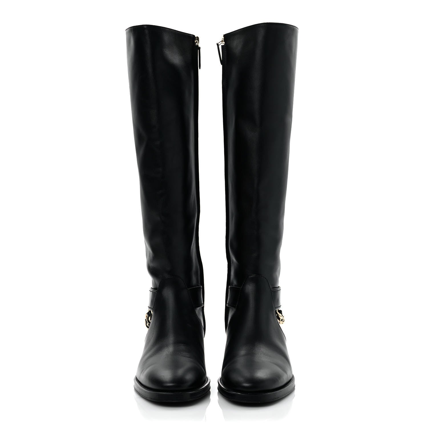 Chanel Calfskin Chain High Boots 39 Black 2 of 12