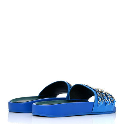 Chanel Satin Chain Flat Sandals 40 Bright Blue 4 of 9