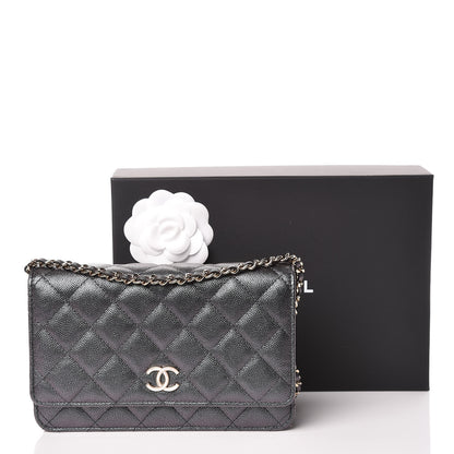 Chanel Iridescent Caviar Quilted Wallet On Chain WOC Black 11 of 11