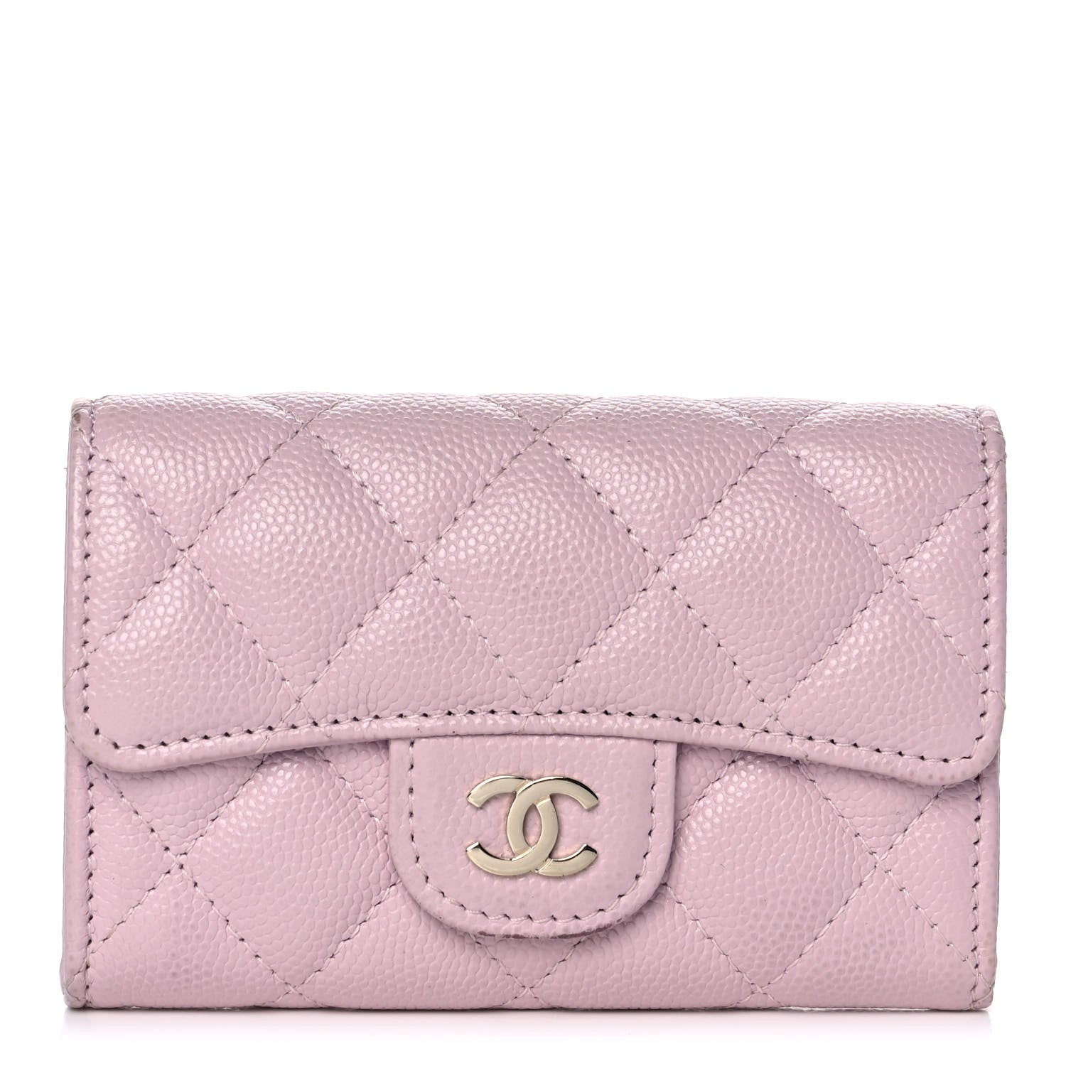 Chanel Caviar Quilted Flap Card Holder Wallet Light Pink 1 of 14