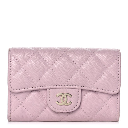 Chanel Caviar Quilted Flap Card Holder Wallet Light Pink 1 of 14