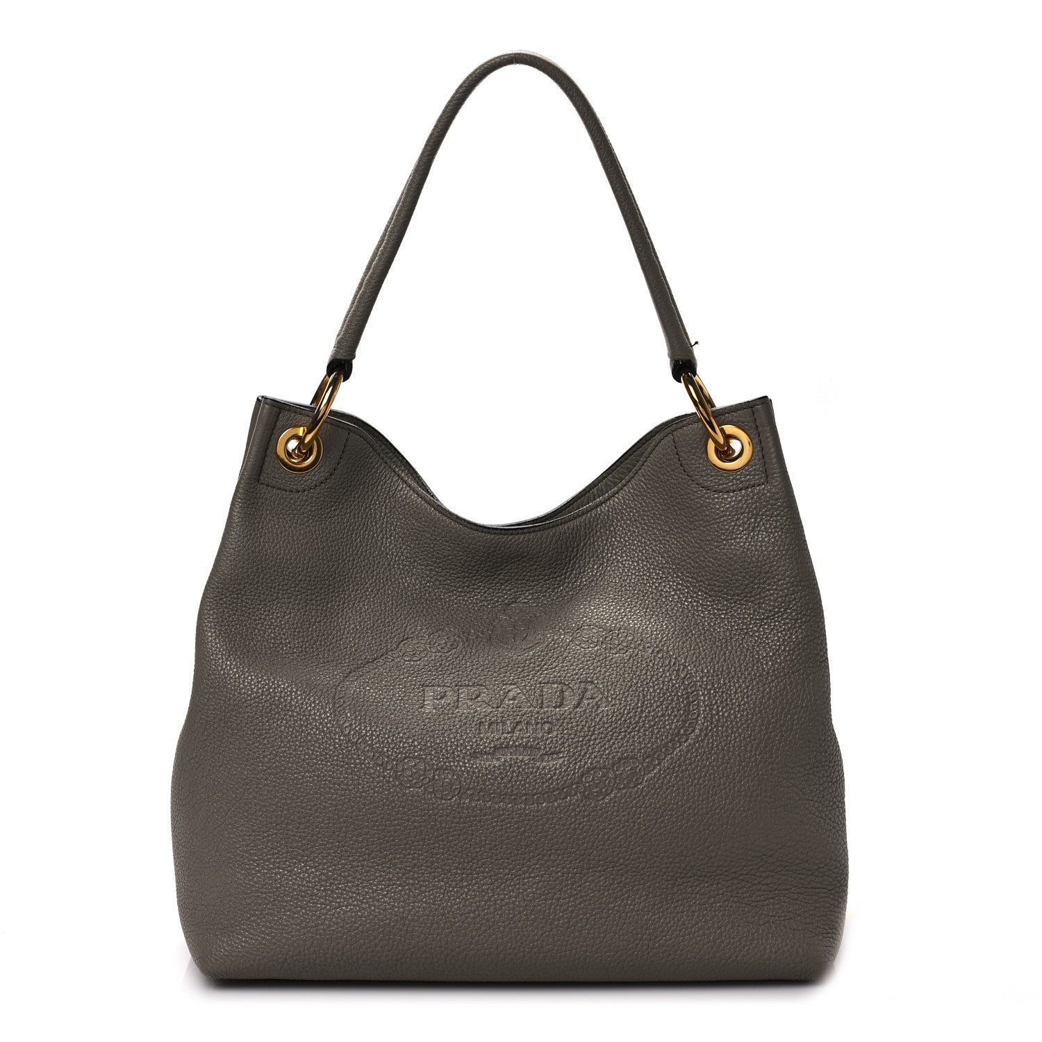 Prada Vitello Phenix Logo Hobo Taupe 1 of 13