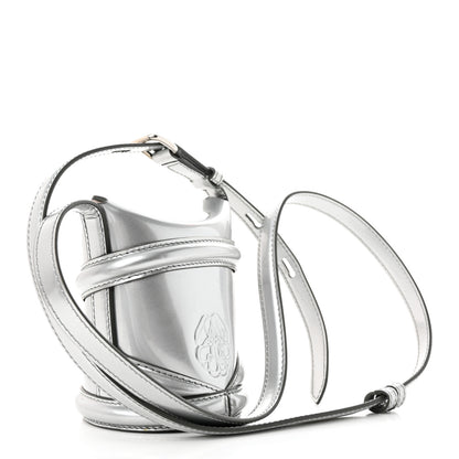 Alexander McQueen Metallic Calfskin The Curve Mini Shoulder Bag Silver 3 of 13