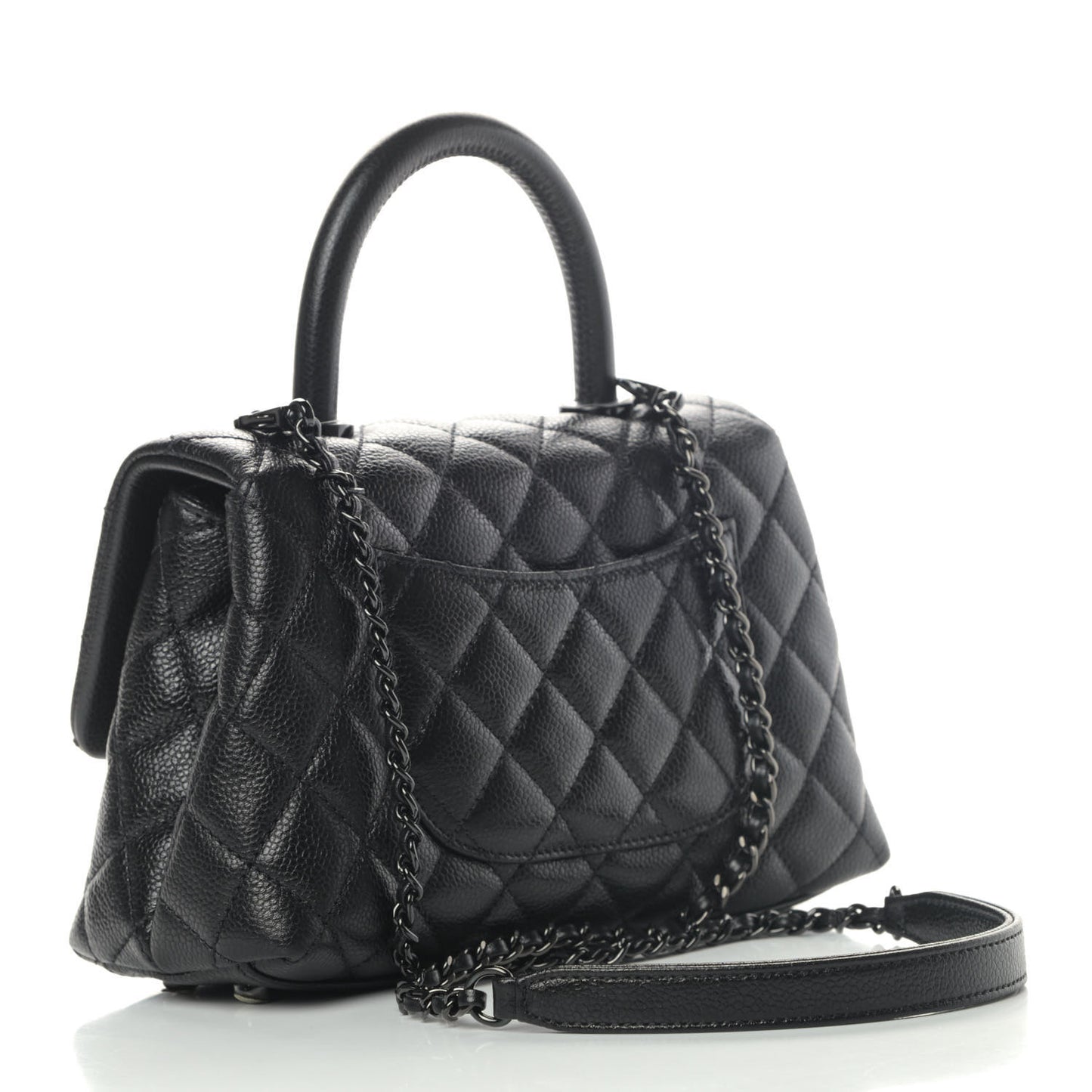 Caviar Quilted Mini Coco Handle Flap So Black