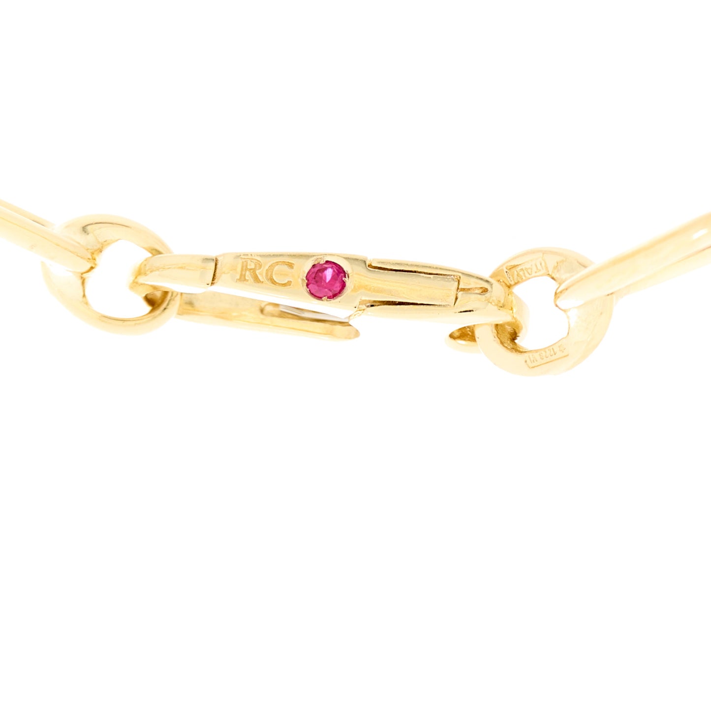 18K Yellow Gold Fluted Paper Clip Link Bracelet