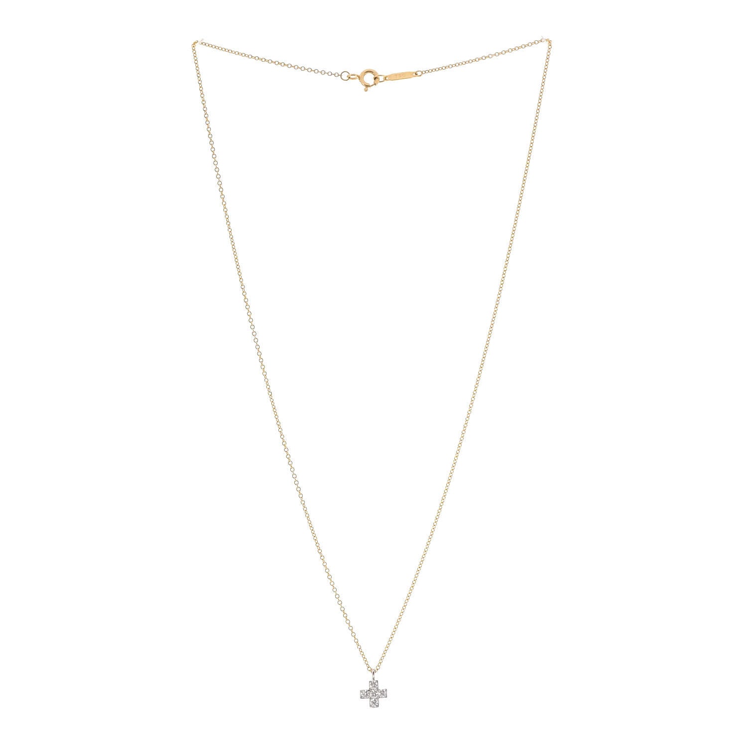 Tiffany 18K Yellow Gold Platinum Diamond Cruciform Cross Pendant Necklace 3 of 6