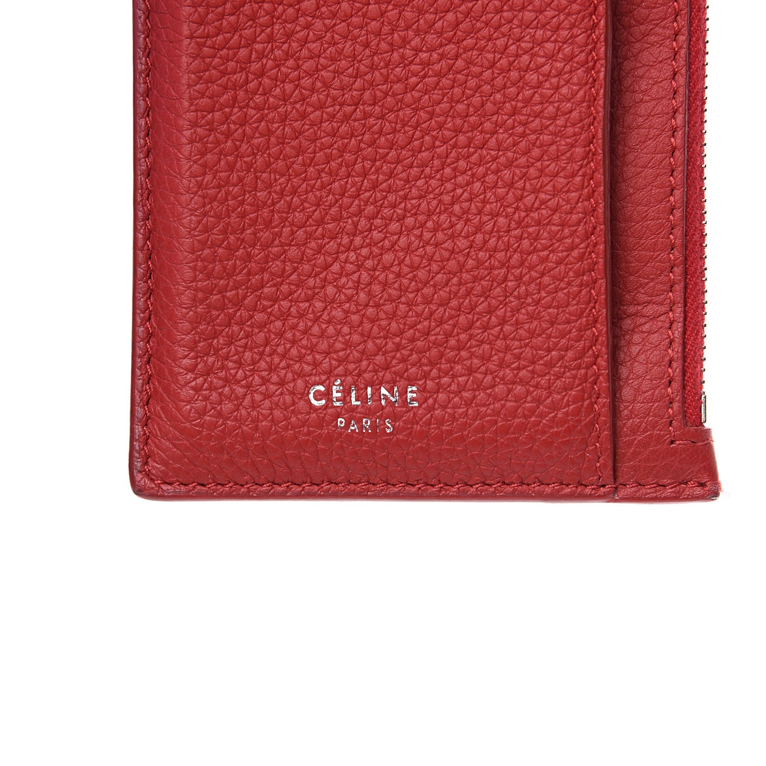Celine Grained Calfskin Zipped Card Holder Red 5 of 7