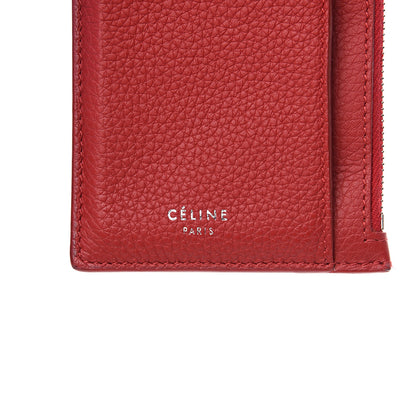 Celine Grained Calfskin Zipped Card Holder Red 5 of 7
