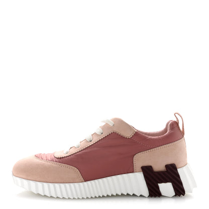 Hermes Parachute Fabric Suede Goatskin Bouncing Sneakers 35 Rose Rose Opaline 1 of 9