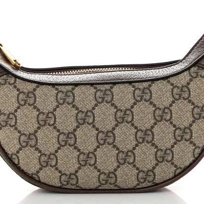 Gucci GG Supreme Monogram Textured Calfskin Web Mini Ophidia Half Moon Hobo Beige Ebony New Acero 8 of 10
