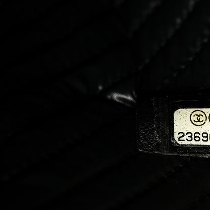 Chanel Calfskin Painted Chevron Embossed Large Boy Zip Pouch Black 7 of 7