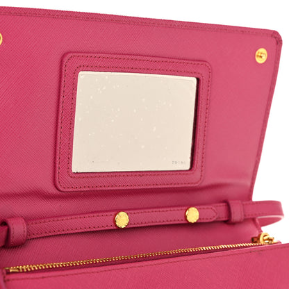 Prada Saffiano Metal Mini Crossbody Wallet Ibisco 11 of 11