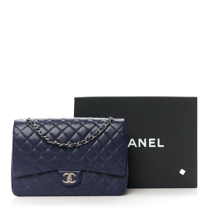 Chanel Caviar Quilted Maxi Double Flap Navy Blue 12 of 12