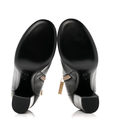 Chanel Tumbled Calfskin CC Short Boots 36 Beige Black 7 of 12