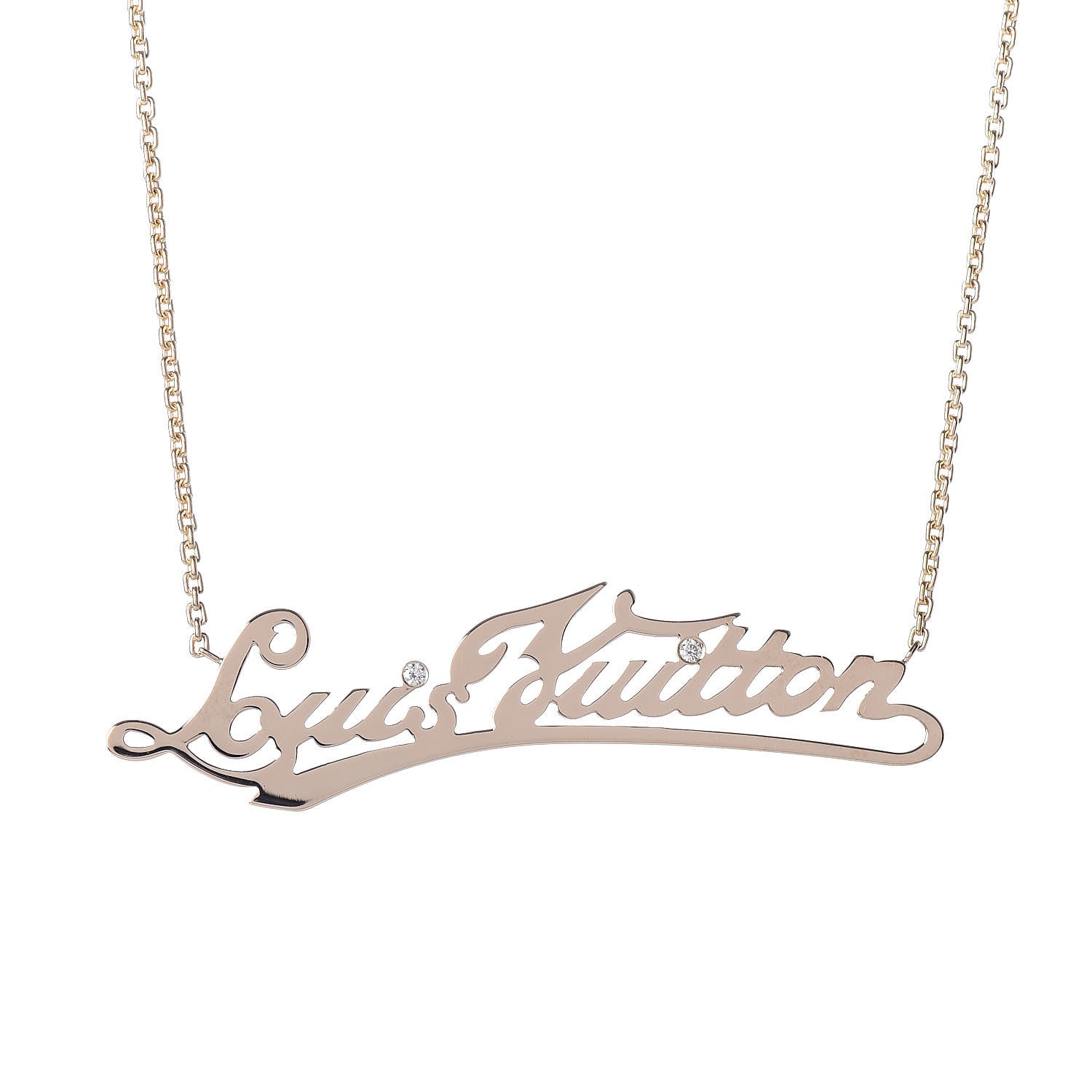 Louis Vuitton 18K Yellow Gold Diamond ID Nameplate Necklace 4 of 6