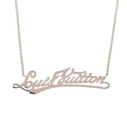 Louis Vuitton 18K Yellow Gold Diamond ID Nameplate Necklace 4 of 6