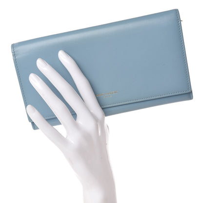 Saint Laurent Calfskin Classic Large Marquage Flap Wallet Blue 2 of 16