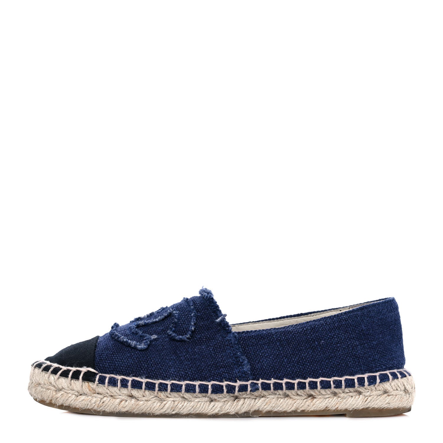 Chanel Denim Toile CC Espadrilles 37 Navy Black 1 of 9