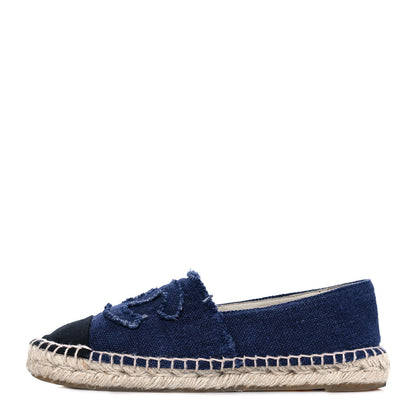 Chanel Denim Toile CC Espadrilles 37 Navy Black 1 of 9