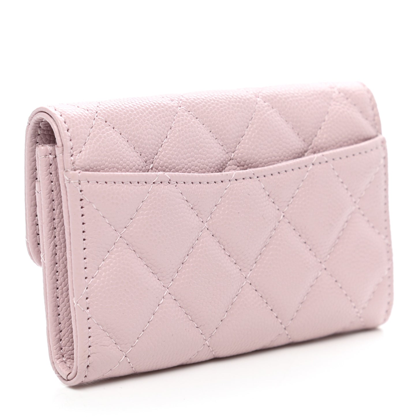 Caviar Quilted Flap Card Holder Wallet Light Pink
