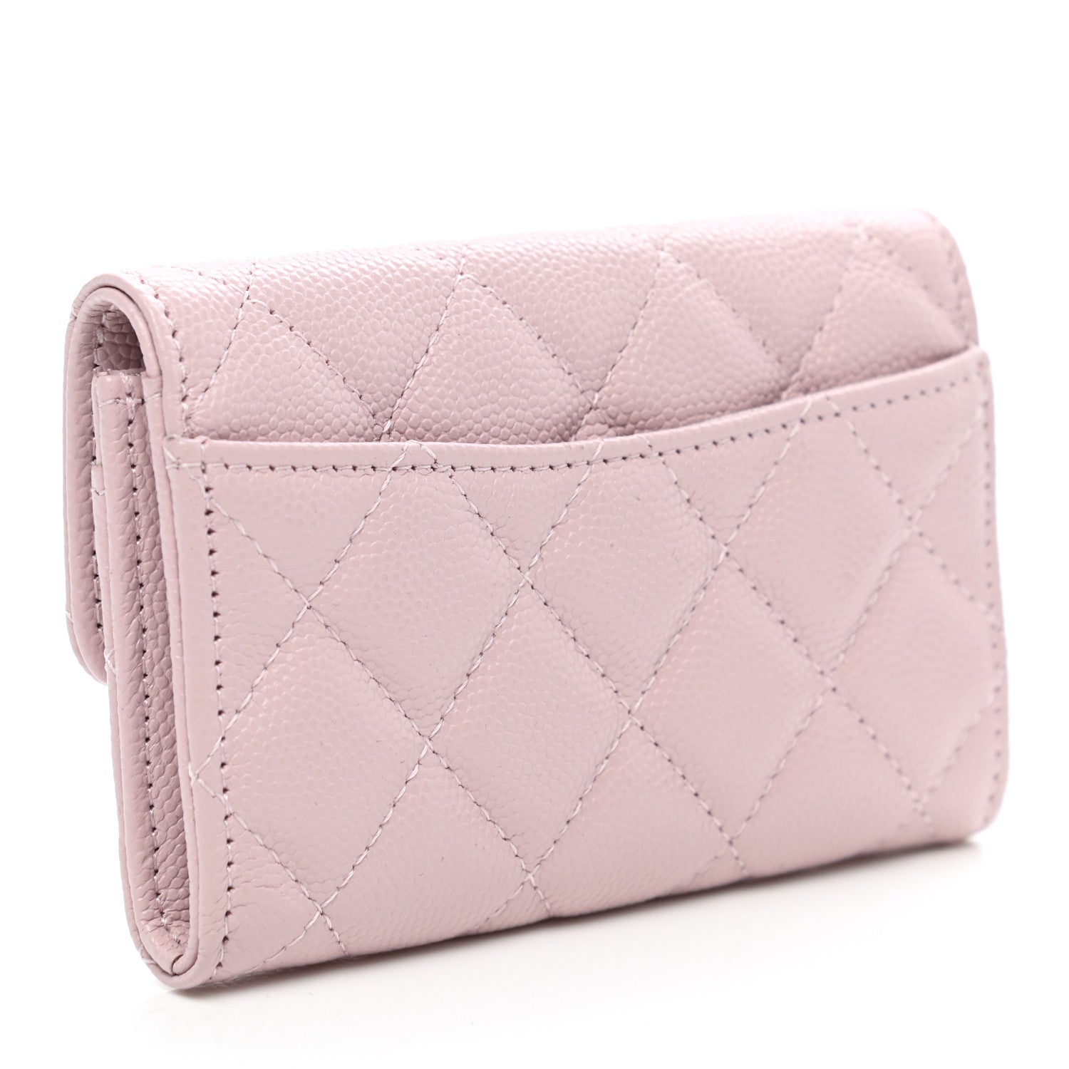 Chanel Caviar Quilted Flap Card Holder Wallet Light Pink 3 of 9