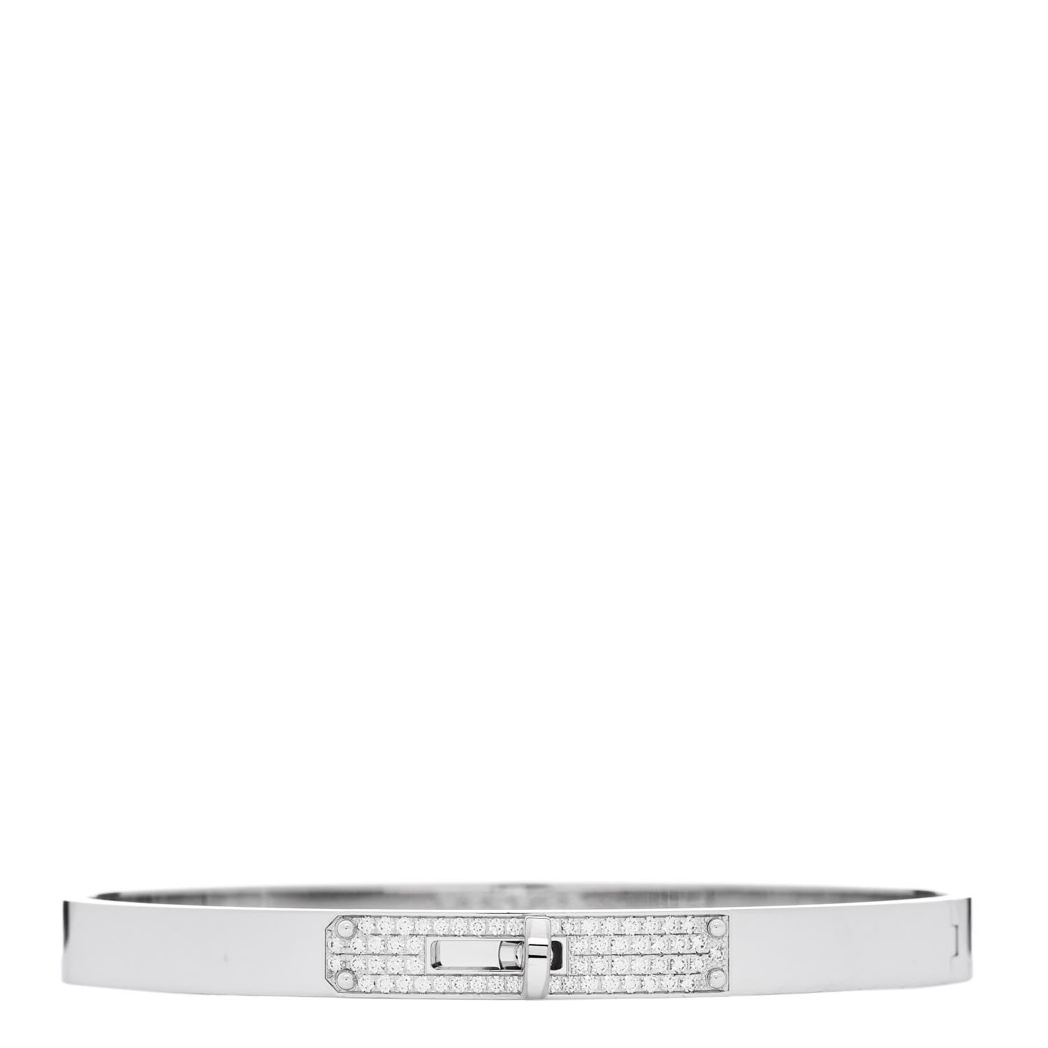 Hermes 18K White Gold Diamond PM Kelly Pave Bracelet ST 1 of 4