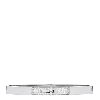 Hermes 18K White Gold Diamond PM Kelly Pave Bracelet ST 1 of 4