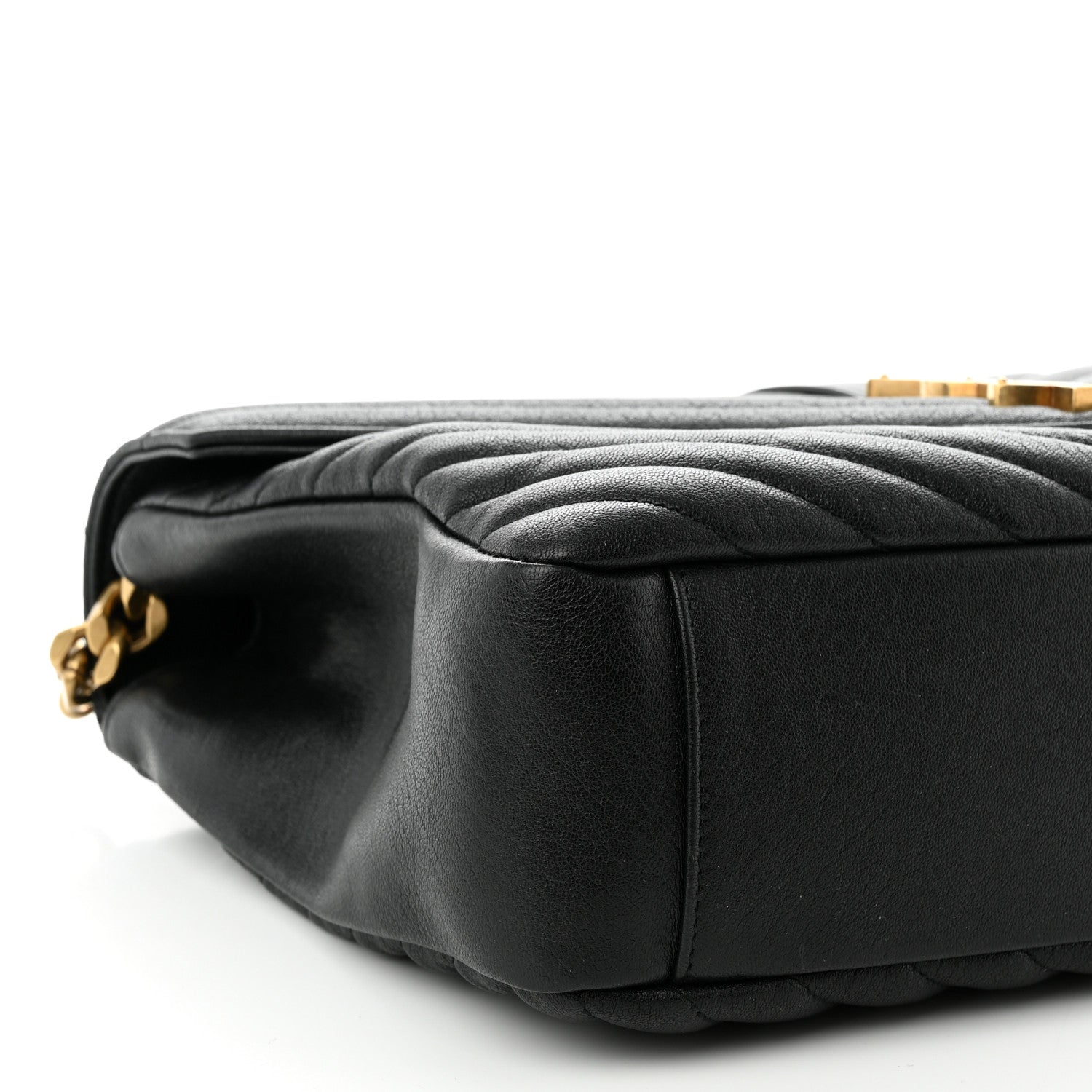 Saint Laurent Sheepskin Matelasse Chevron Monogram Large College Satchel Black 9 of 10
