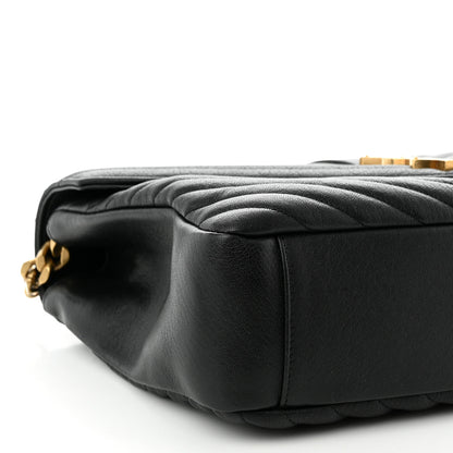 Saint Laurent Sheepskin Matelasse Chevron Monogram Large College Satchel Black 9 of 10