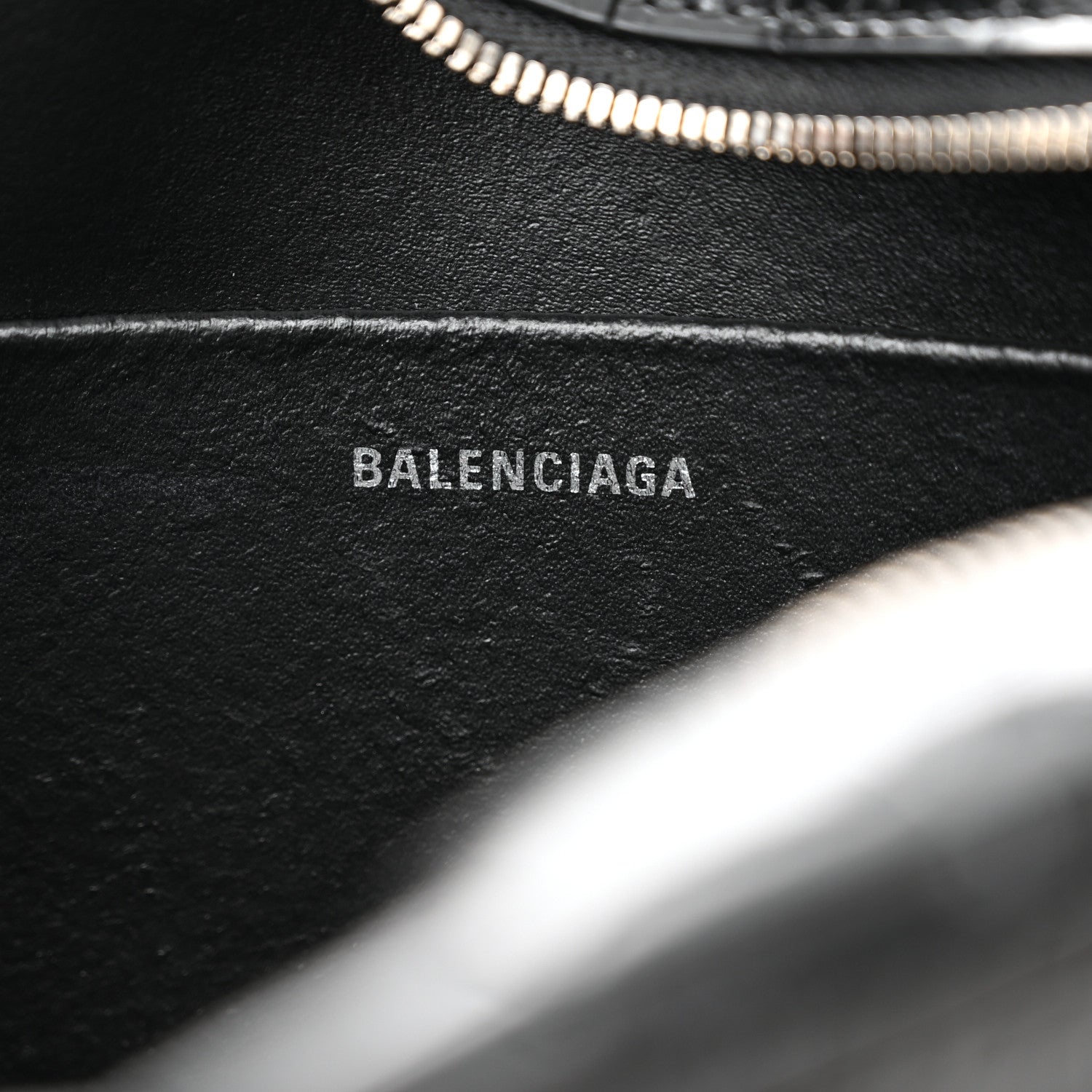 Balenciaga Shiny Calfskin Logo Crocodile Embossed S Everyday Camera Bag with Handle Black 6 of 13