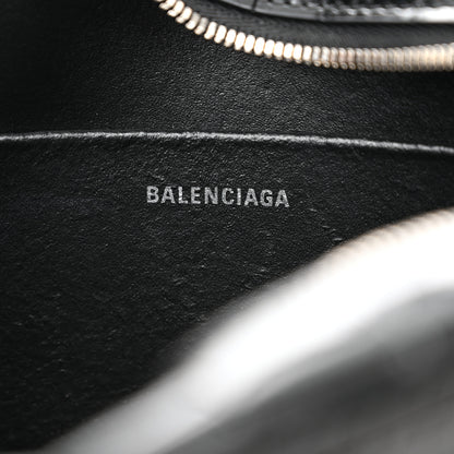 Balenciaga Shiny Calfskin Logo Crocodile Embossed S Everyday Camera Bag with Handle Black 6 of 13