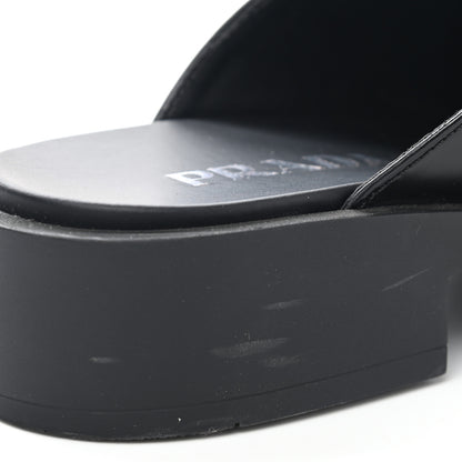 Prada Spazzolato Metal Triangle Logo 40mm Loafer Mules 39 Black 9 of 11