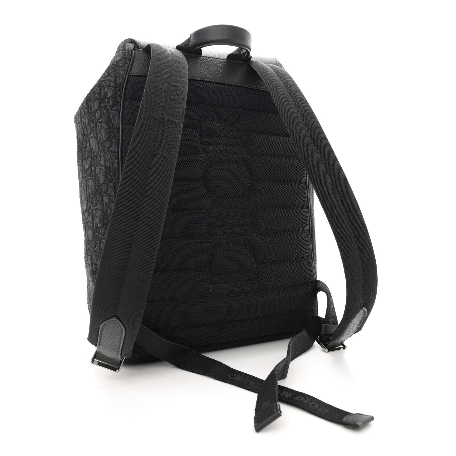 Christian Dior Oblique Jacquard Grained Calfskin Saddle Backpack With Flap Black 3 of 12