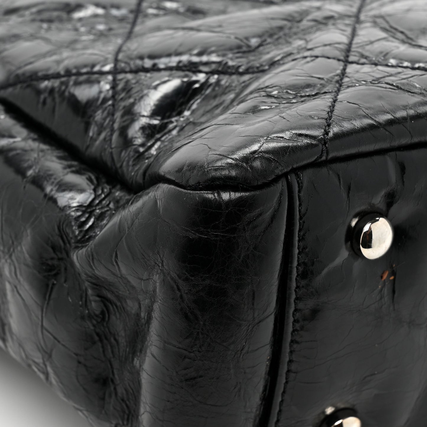 Glazed Calfskin Quilted Tweed Portobello Tote Black Multicolor