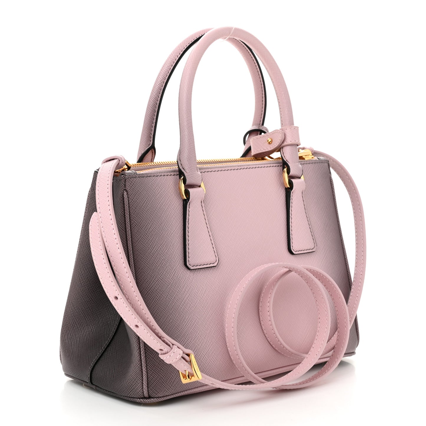 Saffiano Lux Ombre Small Galleria Double Zip Tote Gradient Pink