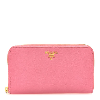 Prada Saffiano Metal Zip Around Wallet Begonia 1 of 10