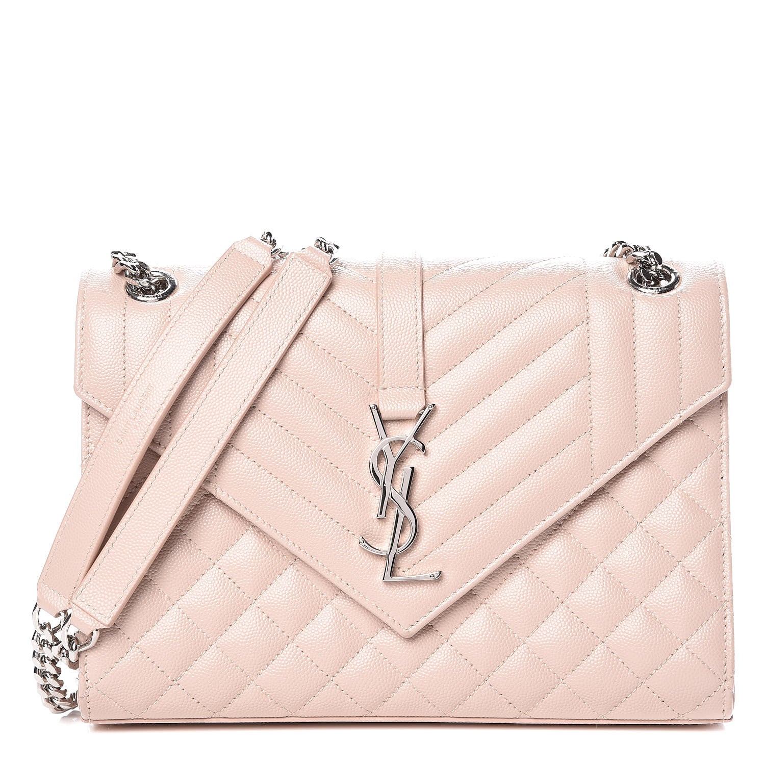 Saint Laurent Grain De Poudre Textured Mixed Matelasse Medium Triquilt Monogram Satchel Marble Pink 1 of 8