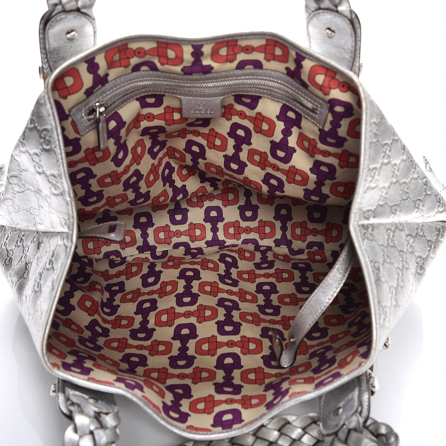 Metallic Guccissima Medium Pelham Shoulder Bag Silver
