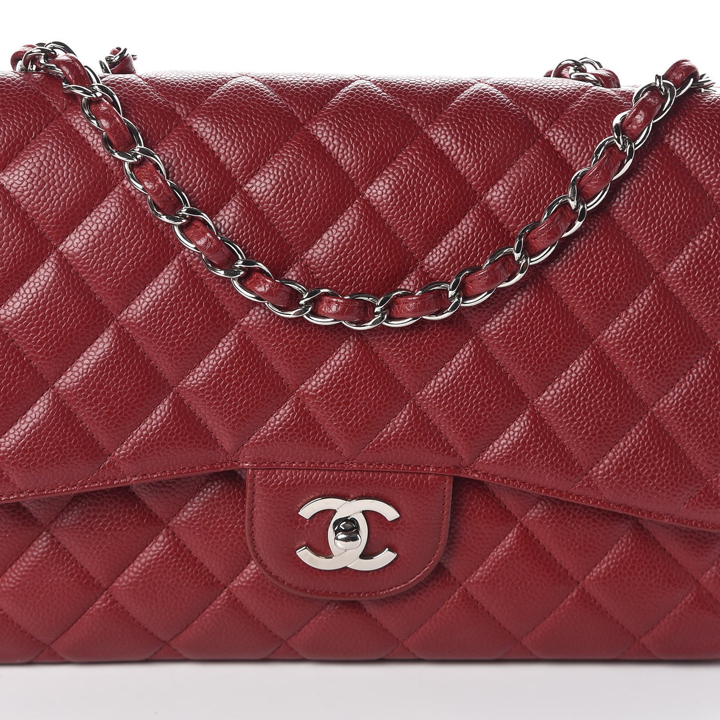Caviar Quilted Jumbo Single Flap Red