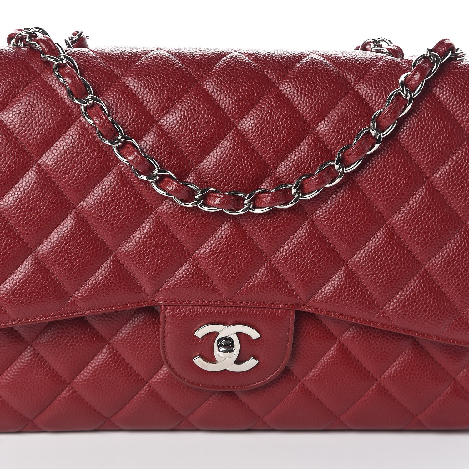 Chanel Caviar Quilted Jumbo Single Flap Red 8 of 10